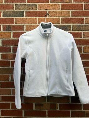 Gap Women’s White Full Zip Fleece Jacket Size Medium